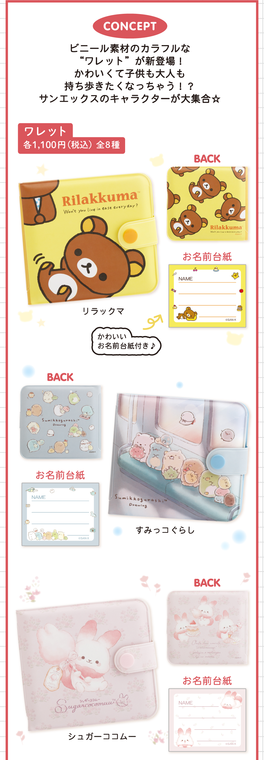 ワレット　ビニール素材のカラフルな