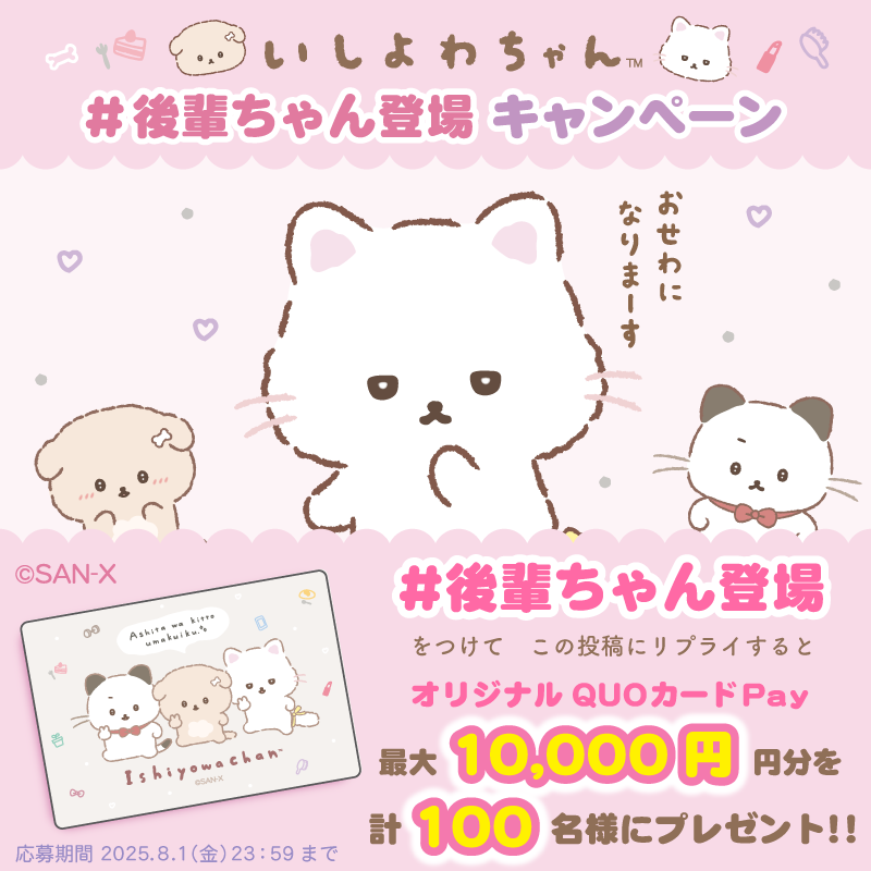 いしよわちゃんの後輩ちゃん登場Xキャンペーン本日開催♪ | San-xネット